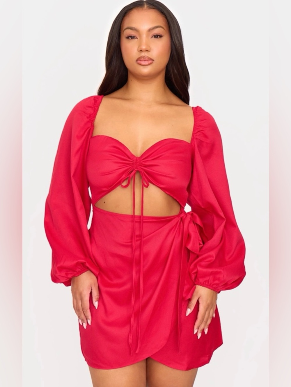 PrettyLittleThing Red Tie-Back Mini Dress